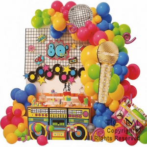 SET DE GLOBOS ARCO XL RETRO DISCO 100 UNIDADES